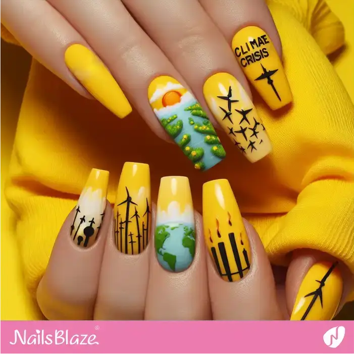 The Heat Wave Issue Nail Design | Climate Crisis Nails - NB2681